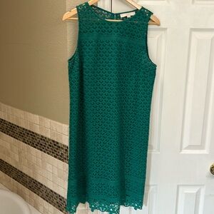 Size 8 TALL LOFT jade green eyelet dress